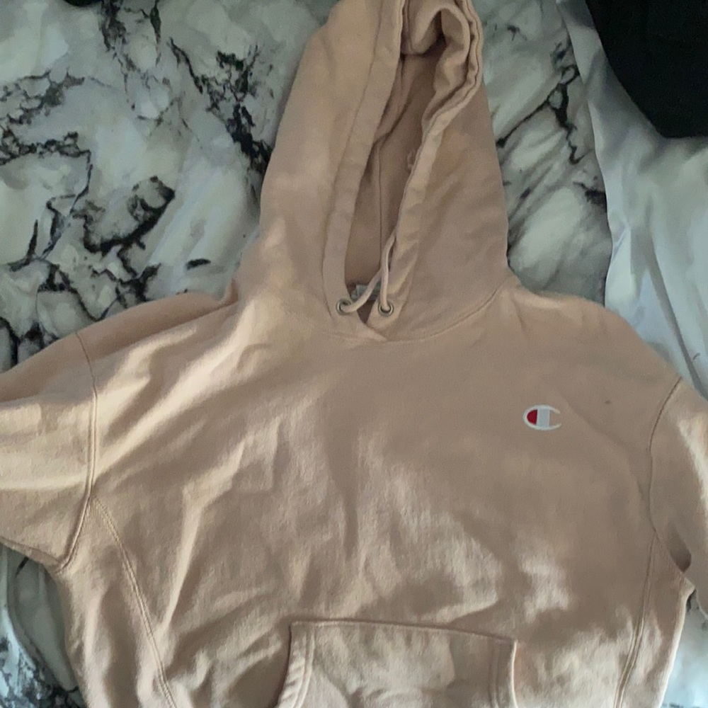 champion light pink hoodie